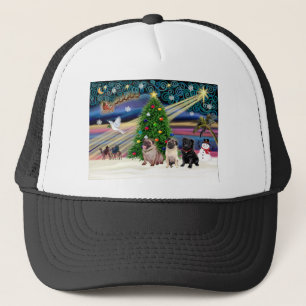 Xmas Magic-3Pugs 2fawn-1blk Trucker Hat