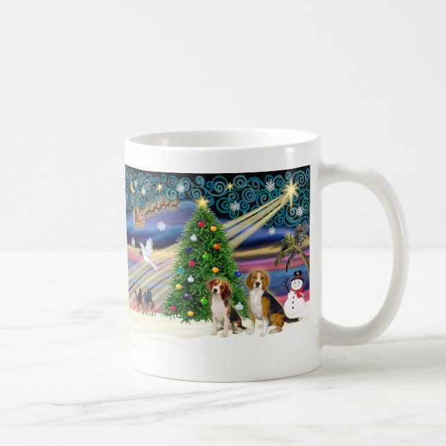 Xmas Magic Beagle Pair Coffee Mug (Right)