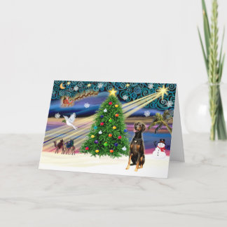 Xmas Magic-Doberman Blk-Natural Holiday Card