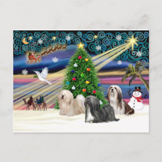 Xmas Magic-Lhasa Apso-Trio Holiday Postcard