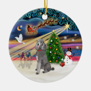 Xmas Magic - Poodle (Standard silver) Ceramic Tree Decoration
