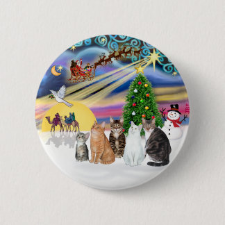 Xmas Magic (R) - Five cats (AmSH) 6 Cm Round Badge