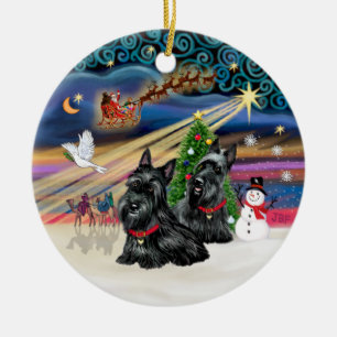 Xmas Magic - Scotties (TWO) Ceramic Tree Decoration