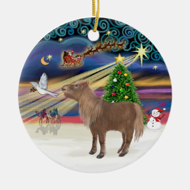 Xmas Magic - Shetland Pony Ceramic Tree Decoration (Front)