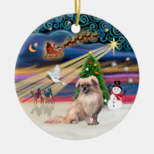 Xmas Magic - Tibetan Spaniel (fawn) Ceramic Tree Decoration