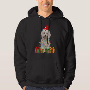 Xmas Maltese Dog Christmas Lights Puppy   Hoodie