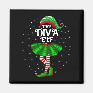 Xmas Matching Family Women Girls Mum The Diva Elf Magnet