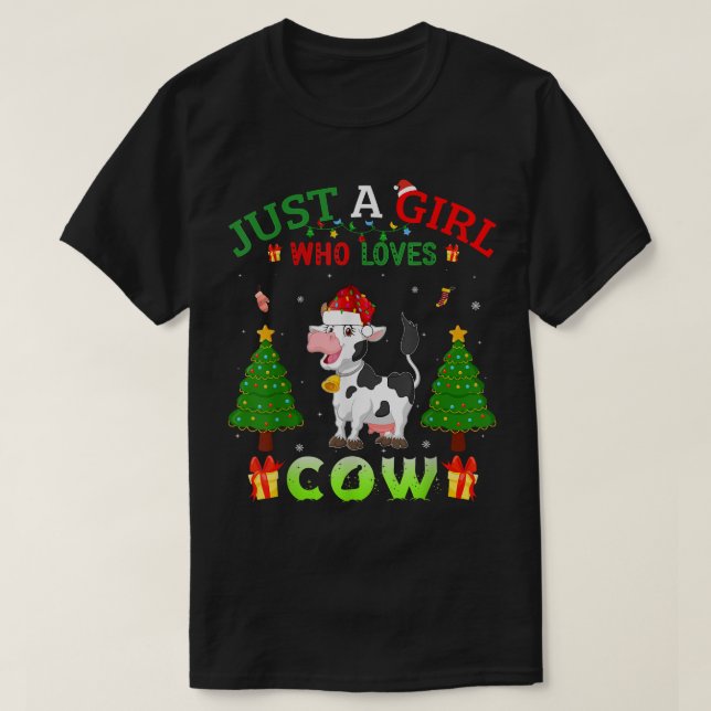 Xmas Matching Outfit Christmas Just A Girl Who Lov T-Shirt (Design Front)