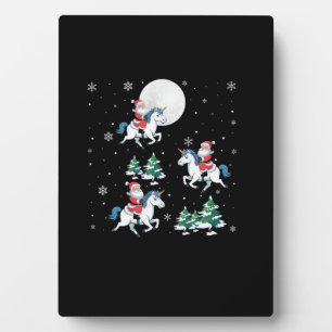 Xmas Matching Santa Riding Unicorn Christmas Long Plaque