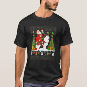 Xmas Matching Ugly Santa Riding Great Pyrenees Dog T-Shirt