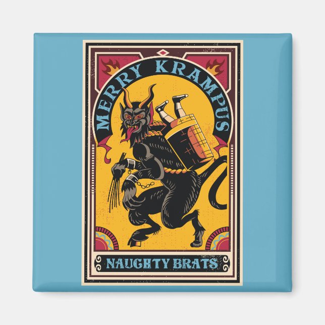 Xmas Merry Krampus Naughty Brats Circus Poster  Magnet (Front)