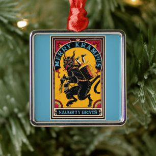 Xmas Merry Krampus Naughty Brats Circus Poster Metal Tree Decoration