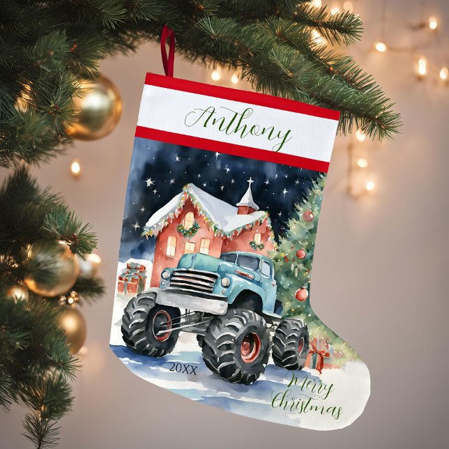 Xmas Monster Truck  Large Christmas Stocking (Creator Uploaded)
