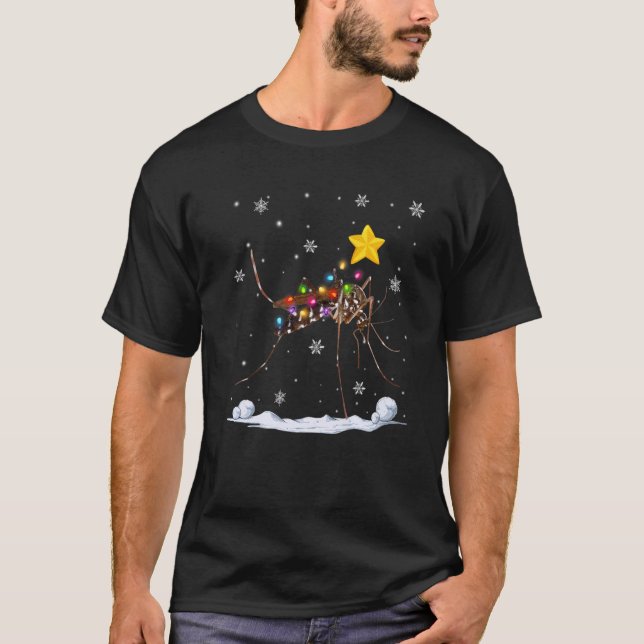 Xmas Mosquito Animals Christmas Tree Lights T-Shirt (Front)