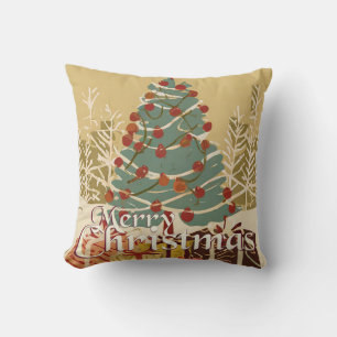 Xmas Motif, with Presents Under the Christmas Tree Cushion