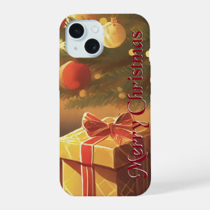 Xmas Motif, with Presents Under the Christmas Tree iPhone 15 Case