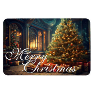Xmas Motif with Presents Under the Christmas Tree Magnet