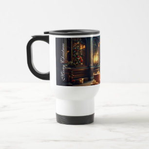 Xmas Motif with Presents Under the Christmas Tree Travel Mug
