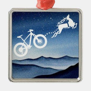 Xmas Mountain Bike Reindeer Christmas Star Night Metal Tree Decoration