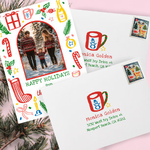 Xmas Mug Doodle CHRISTMAS Holiday Return Address Envelope