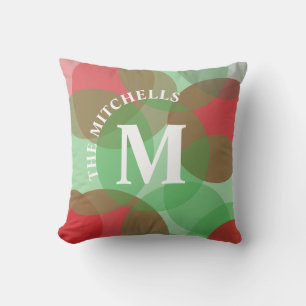Xmas Multicolor Abstract Circles Family Monogram Cushion