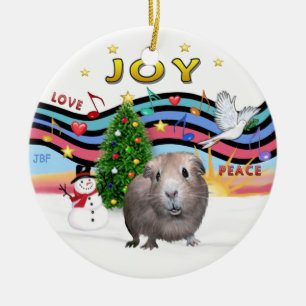 Xmas Music 1 -  Guinea Pig #2 Ceramic Tree Decoration