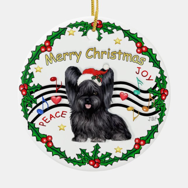 Xmas Music 1 - MC - Black Skye Terrier Ceramic Tree Decoration (Front)