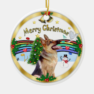 Xmas Music 1 - MC - German Shepherd 1 Ceramic Tree Decoration
