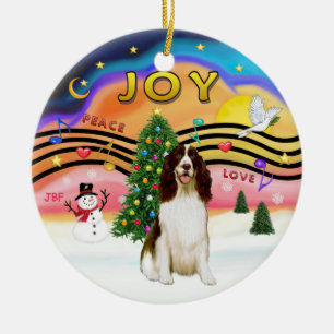 Xmas Music 2 - English Springer (Liver) Ceramic Tree Decoration