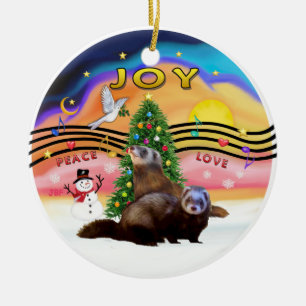 Xmas Music 2 - Two Ferrets Ceramic Tree Decoration