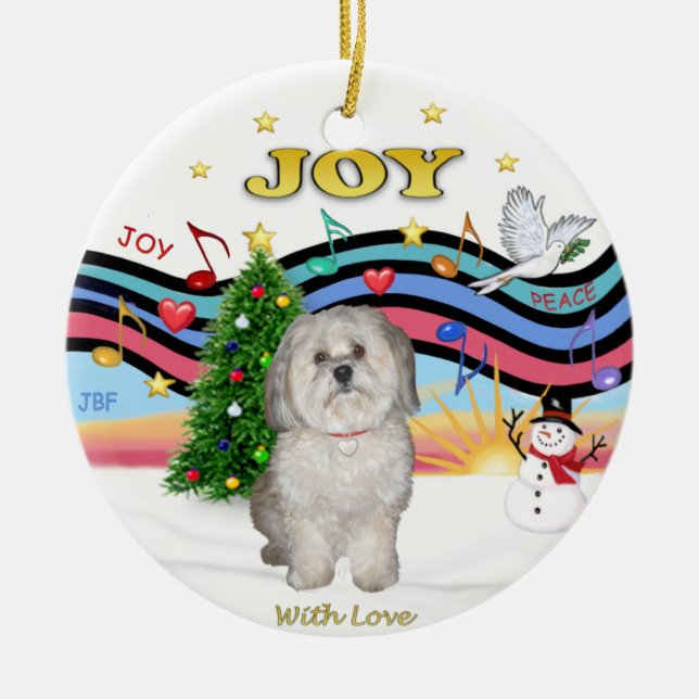 Xmas Music - Havanese (F) Ceramic Tree Decoration (Front)