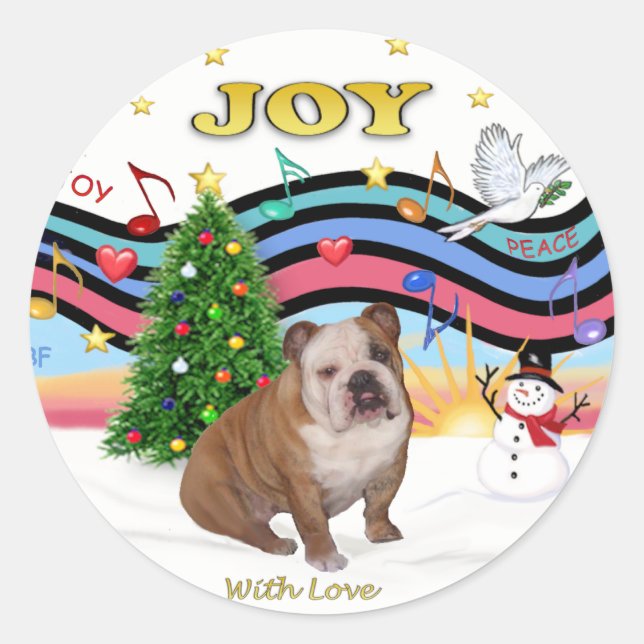 Xmas Music (RP) - English Bulldog 1 Classic Round Sticker (Front)