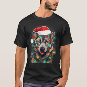 Xmas Norwegian Elkhound Dog Tangled Christmas Ligh T-Shirt