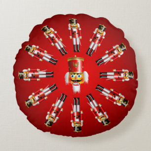 Xmas Nutcracker Toy Soldiers Round Cushion