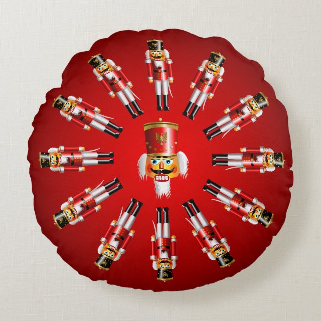 Xmas Nutcracker Toy Soldiers Round Cushion (Front)