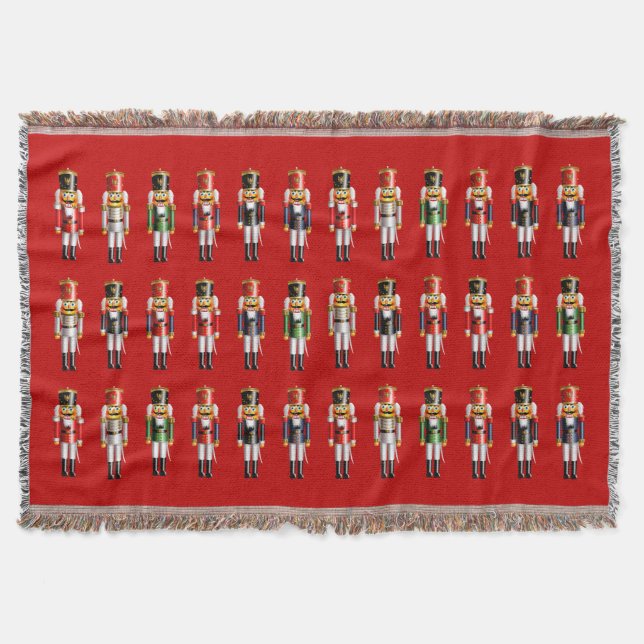 Xmas Nutcracker Toy Soldiers Throw Blanket (Front)