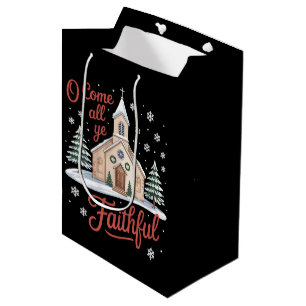 Xmas O Come All Ye Faithful Religious Christian Medium Gift Bag