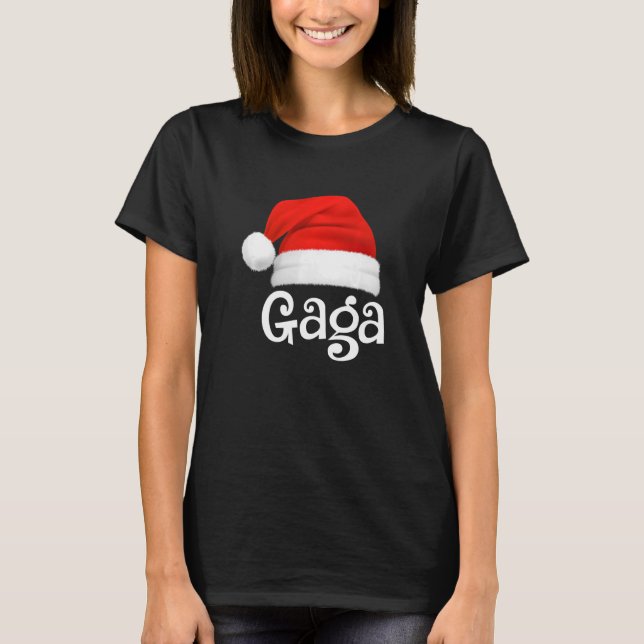 Xmas Pajama Group Matching Gaga Christmas Hat T-Shirt (Front)