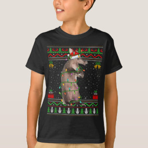Xmas Pajama Red Plaid Christmas Lights Alligator A T-Shirt