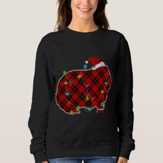 Xmas Pajama Red Plaid Christmas Lights Guinea pig  Sweatshirt