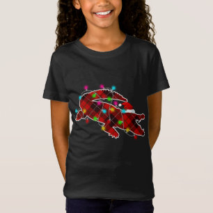 Xmas Pajama Red Plaid Christmas Lights Guinea pig  T-Shirt