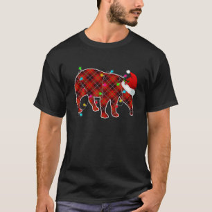 Xmas Pajama Red Plaid Christmas Lights Tapir Anima T-Shirt