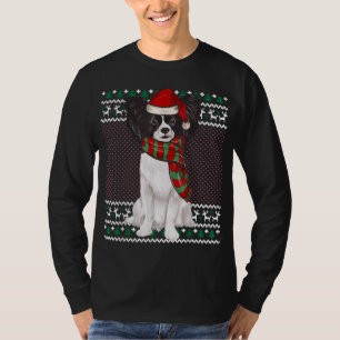 Xmas Papillon Dog Santa Hat Ugly Christmas T-Shirt