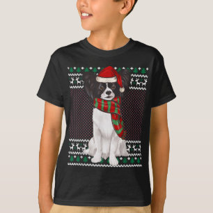 Xmas Papillon Dog Santa Hat Ugly Christmas T-Shirt
