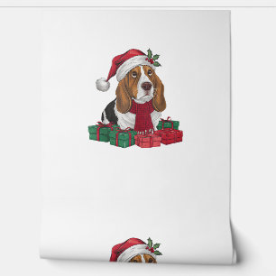 Xmas Party Decoration Santa Basset Hound Dog Chris Wallpaper