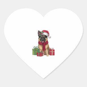 Xmas Party Decoration Santa Belgian Malinois Dog C Heart Sticker