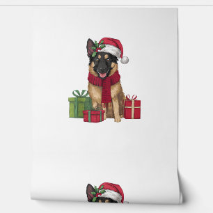 Xmas Party Decoration Santa Belgian Malinois Dog C Wallpaper