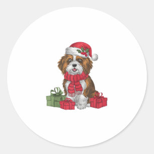 Xmas Party Decoration Santa Havanese Dog Christmas Classic Round Sticker