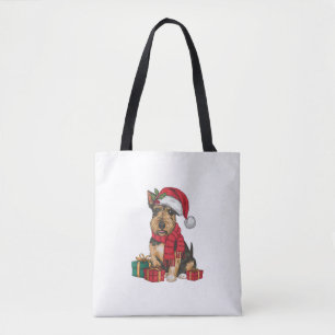 Xmas Party Decoration Santa Irish Terrier Dog Chri Tote Bag