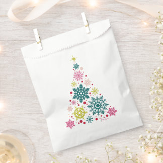 Xmas Party Favor Bags | Multi-Colored Snow Tree